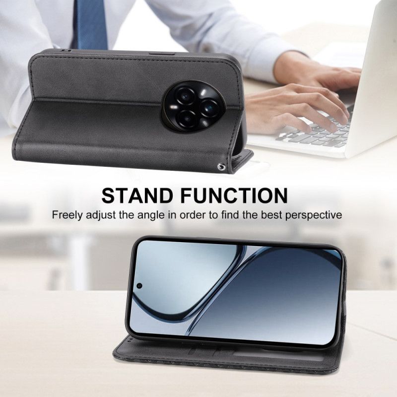 Kožené Pouzdro Folio Realme 14 Pro 5g Texturovaný Design S Karabinkou