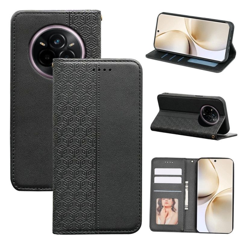 Kožené Pouzdro Folio Realme 14 Pro Plus 5g Kostkovaný Popruh