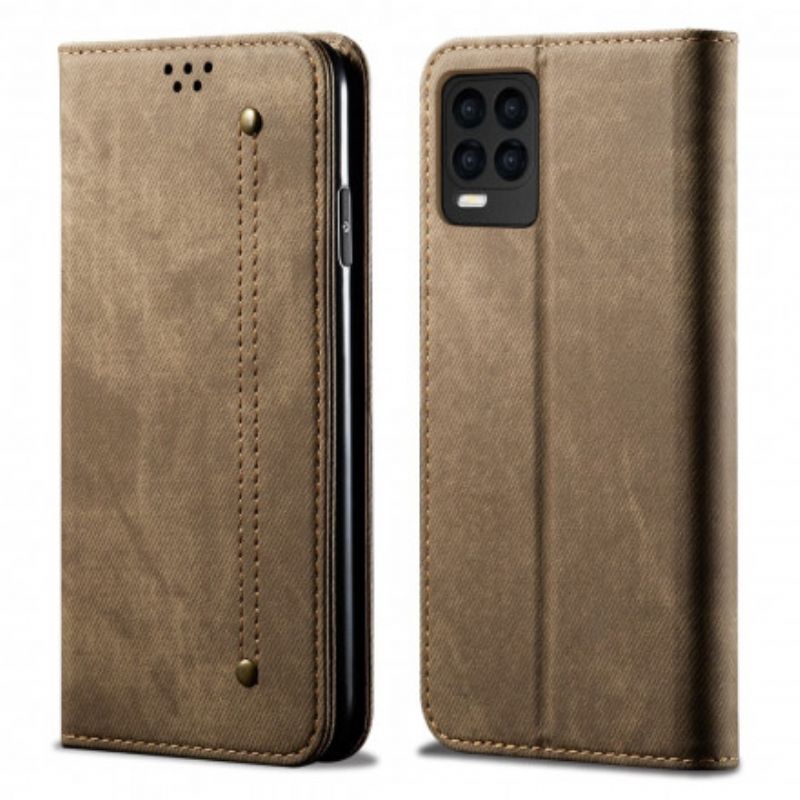 Kožené Pouzdro Folio Realme 8 / 8 Pro Džínová Látka