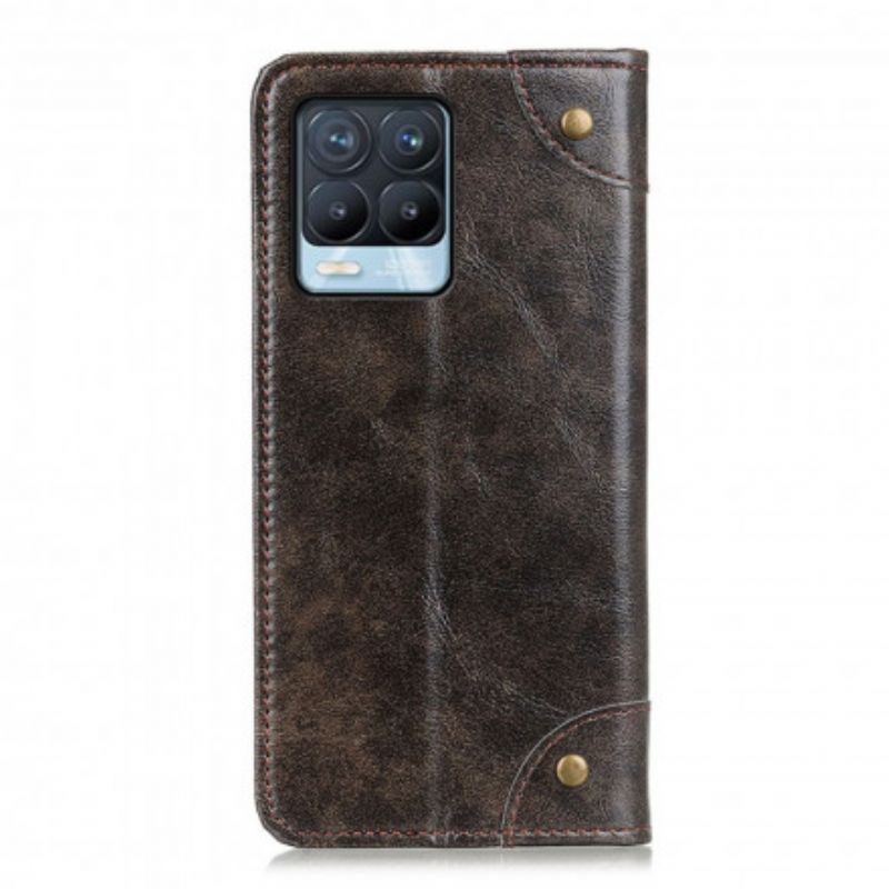 Kožené Pouzdro Folio Realme 8 / 8 Pro Vintage Kožené Nýty