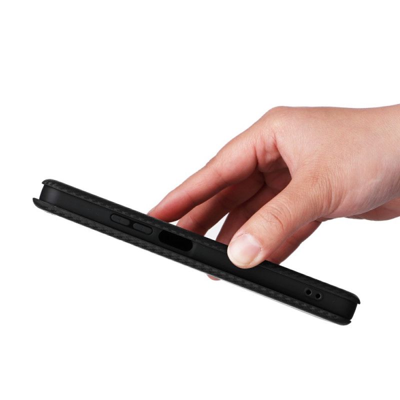 Kožené Pouzdro Folio Realme C75 Uhlíková Vlákna