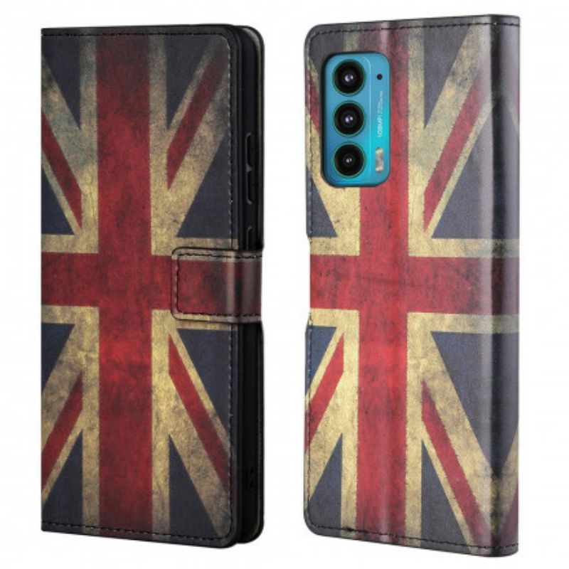 Kožené Pouzdro Motorola Edge 20 Anglická Vlajka