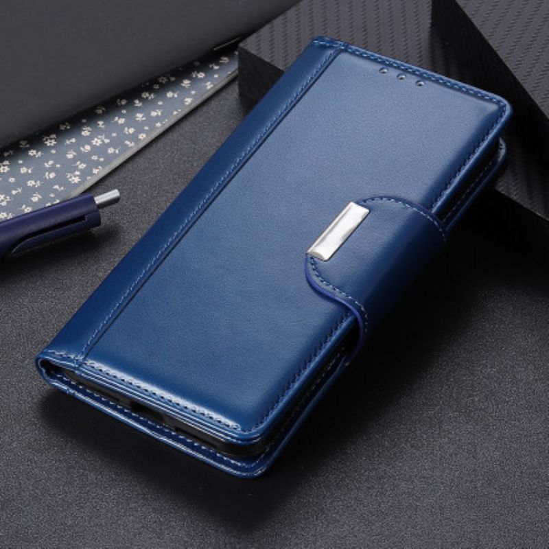 Kožené Pouzdro Motorola Edge 20 Pro Stříbrná Spona Z Umělé Kůže