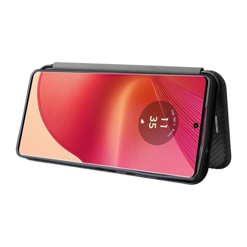 Kožené Pouzdro Motorola Edge 50 Fusion Uhlíkové Vlákno