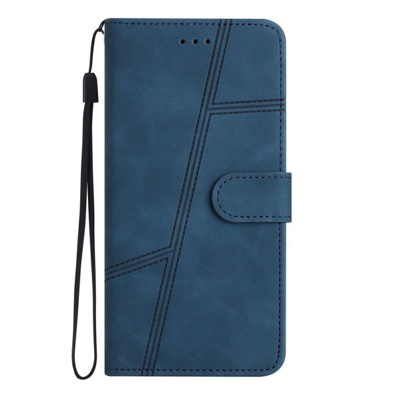 Kožené Pouzdro Na Google Pixel 7A Na Lana Pásek Ve Stylu Geometrické Kůže