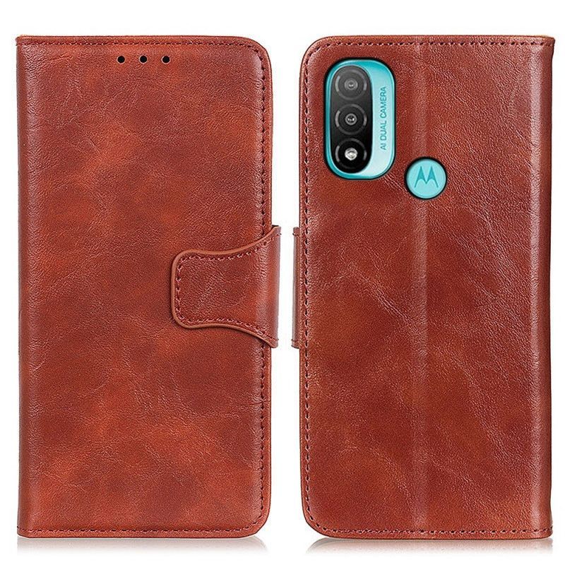 Kožené Pouzdro Na Moto E40 / E30 / E20 Flipové Pouzdro Oboustranná Magnetická Klapka