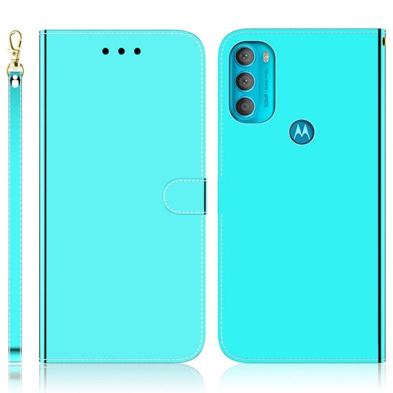 Kožené Pouzdro Na Moto G71 5G Kryt Na Zrcadlo Z Umělé Kůže