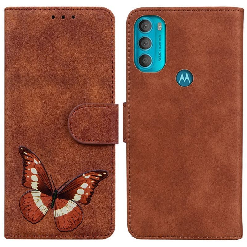 Kožené Pouzdro Na Moto G71 5G Skin-touch Butterfly