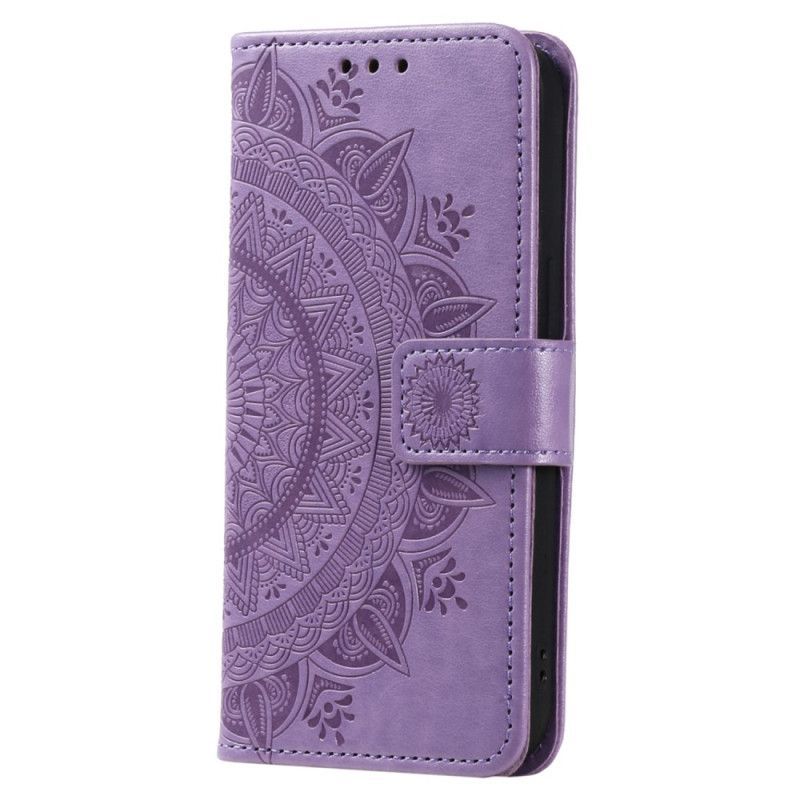 Kožené Pouzdro Na Motorola Edge 40 Pro Mandala Sun S Šňůrkou