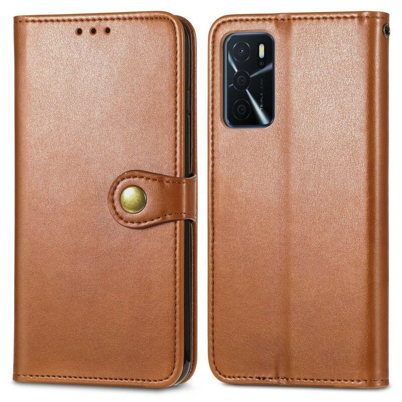 Kožené Pouzdro Na Oppo A16 / A16s Umělá Kůže A Vintage Spona