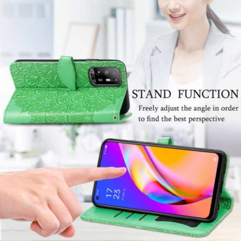 Kožené Pouzdro Na Oppo A94 5g Kmenové Listy