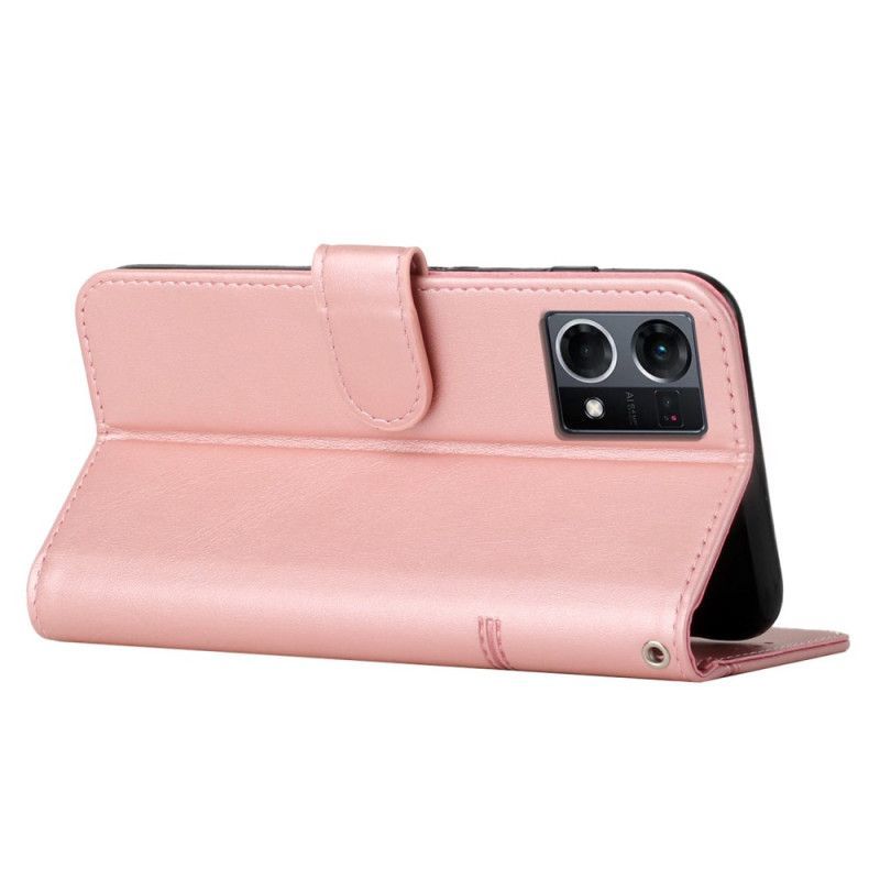 Kožené Pouzdro Na Oppo Reno 7 Na Lana Strappy Geo Kožený Efekt