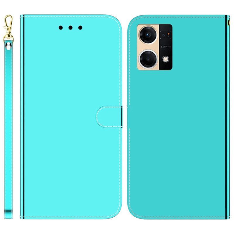 Kožené Pouzdro Na Oppo Reno 7 Umělá Zrcadlová Kůže S Páskem