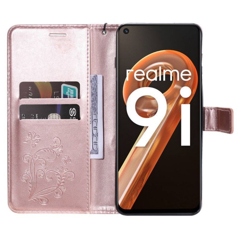 Kožené Pouzdro Na Realme 9i Na Lana Obří Strappy Butterfly