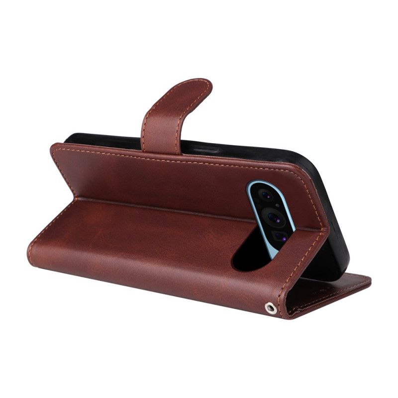 Kožený Kryt Google Pixel 10 / 10 Pro Jednobarevný Kožený Styl S Páskem