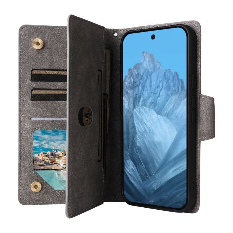 Kožený Kryt Google Pixel 10 / 10 Pro Peněženka S Efektem Semiše