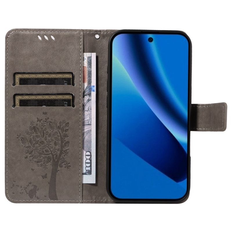 Kožený Kryt Google Pixel 10a Kočka A Strom