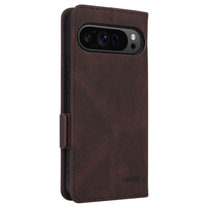 Kožený Kryt Google Pixel 9 Pro Xl Dvojitá Spona S Retro Semišovým Efektem