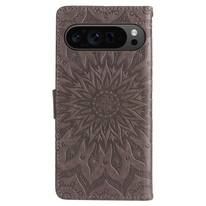 Kožený Kryt Google Pixel 9 Pro Xl Solární Mandala S Popruhem
