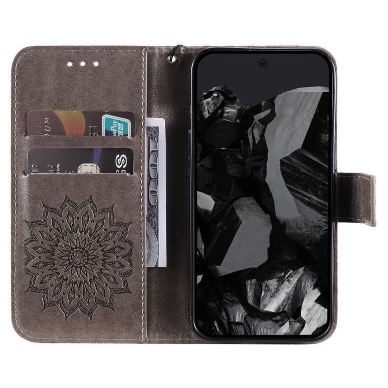 Kožený Kryt Google Pixel 9 Pro Xl Solární Mandala S Popruhem