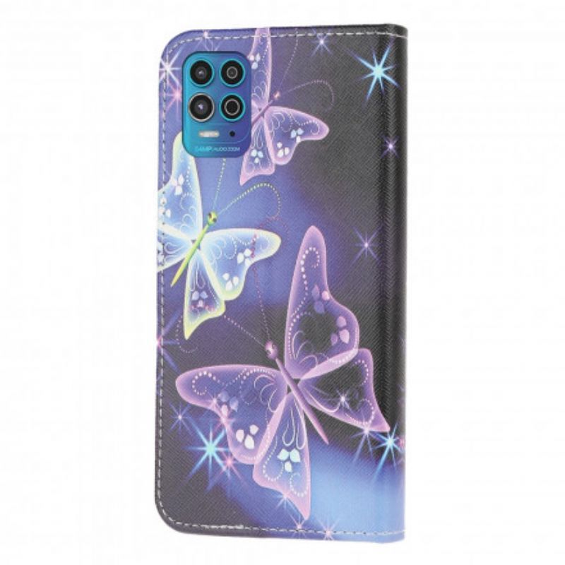 Kožený Kryt Moto G100 Motýli