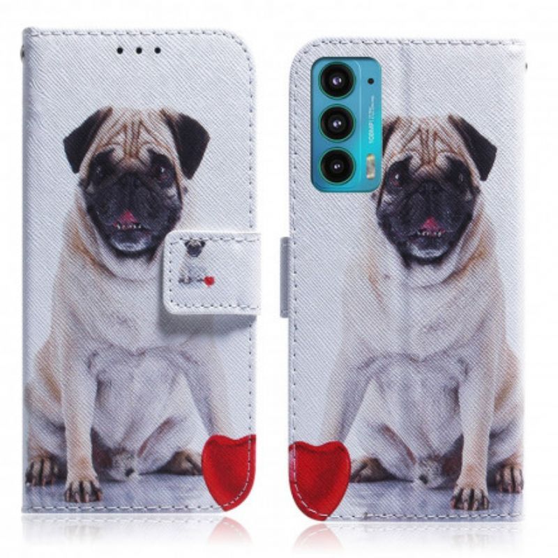 Kožený Kryt Motorola Edge 20 Mopsí Pes