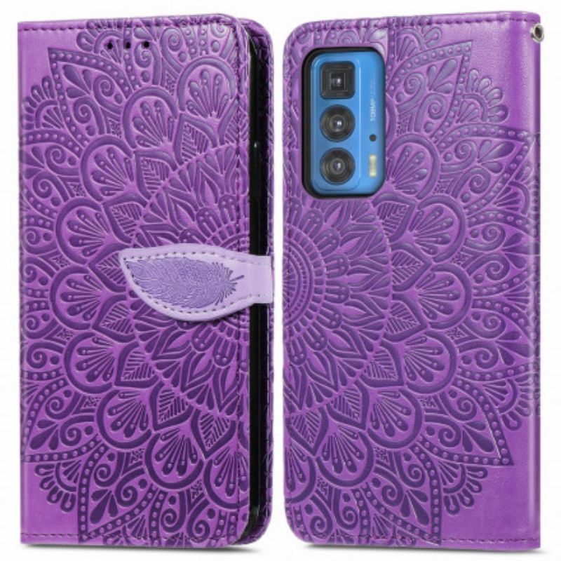 Kožený Kryt Motorola Edge 20 Pro Peříčková Mandala