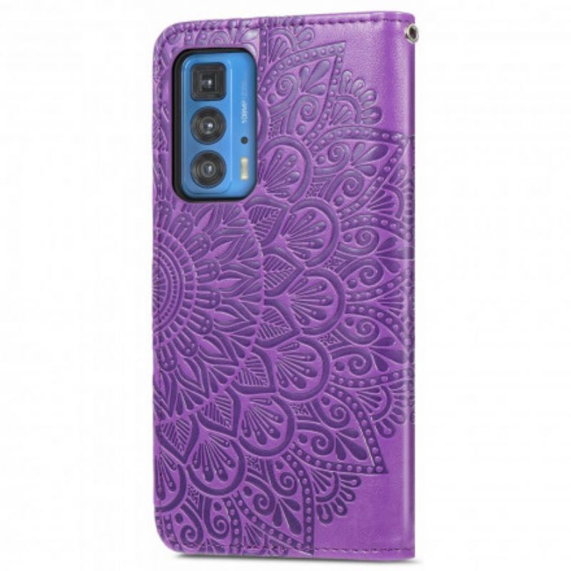 Kožený Kryt Motorola Edge 20 Pro Peříčková Mandala