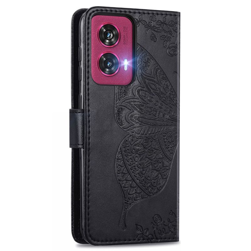 Kožený Kryt Motorola Edge 50 Fusion Barokní Motýl