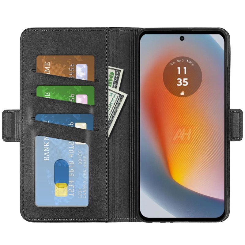 Kožený Kryt Motorola Edge 50 Fusion Dvojité Zapínání