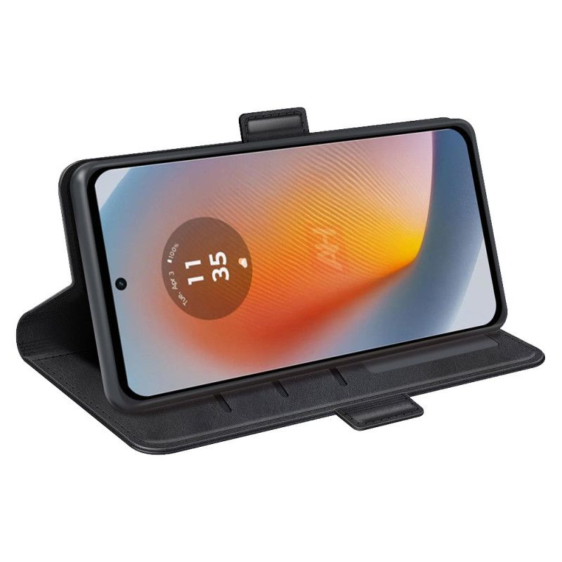Kožený Kryt Motorola Edge 50 Fusion Dvojité Zapínání