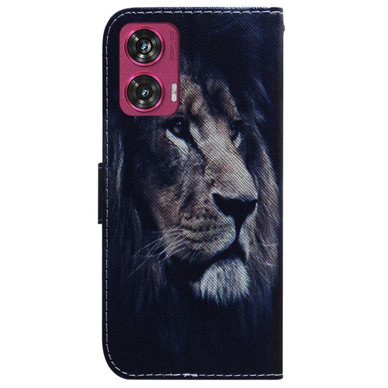 Kožený Kryt Motorola Edge 50 Fusion Snící Lev