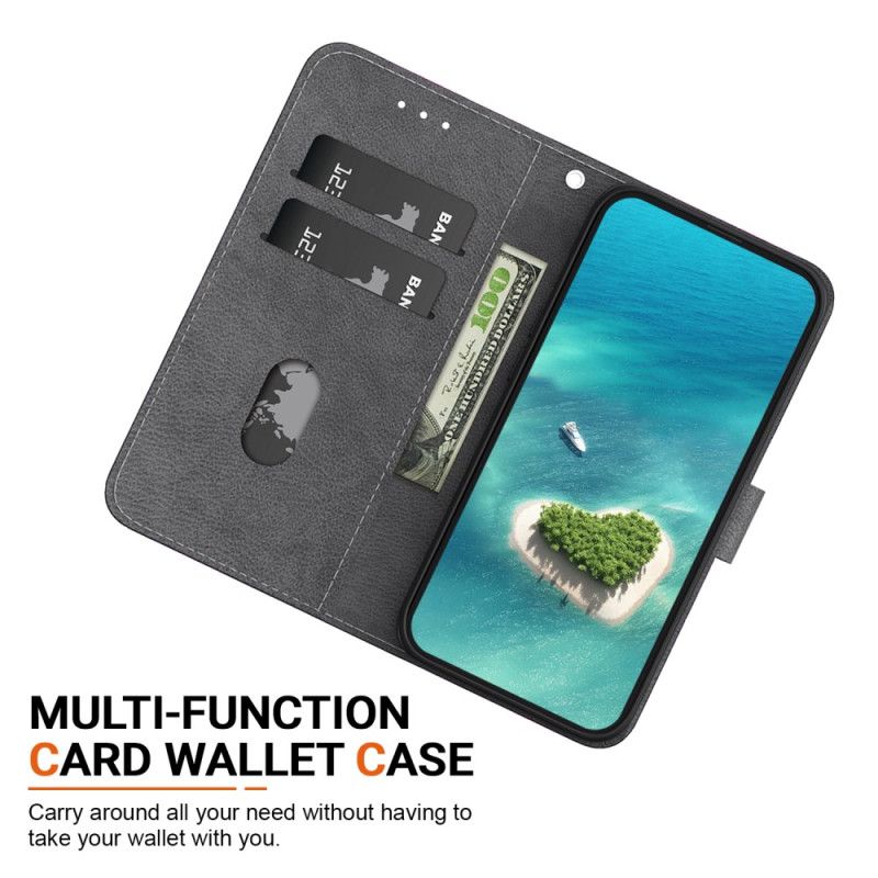Kožený Kryt Motorola Edge 50 Fusion Zlatá Pivoňka S Řemínkem