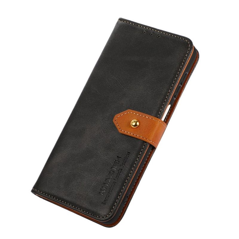 Kožený Kryt Motorola Edge 50 Fusion Zlatá Spona Khazneh