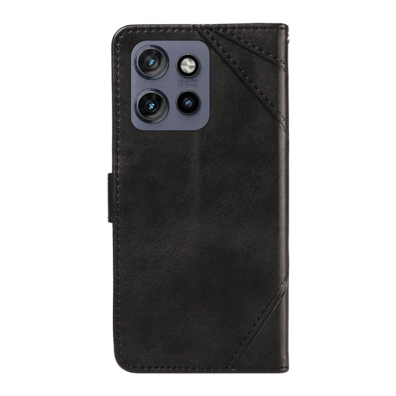 Kožený Kryt Motorola Edge 50 Neo Dvoutónové Čáry