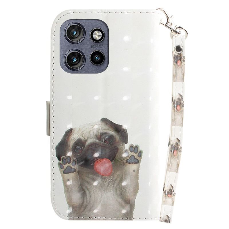 Kožený Kryt Motorola Edge 50 Neo Lanyard Pes