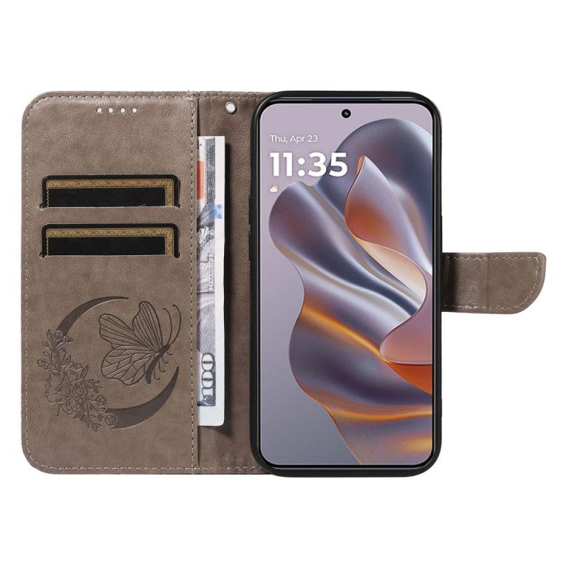 Kožený Kryt Motorola Edge 50 Neo Motýlí Design