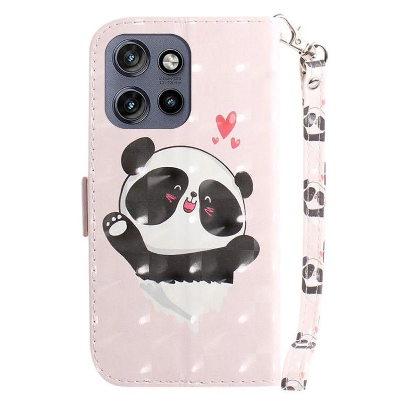 Kožený Kryt Motorola Edge 50 Neo Panda Love With Strap