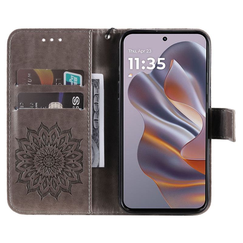Kožený Kryt Motorola Edge 50 Neo Slunečnicový Vzor
