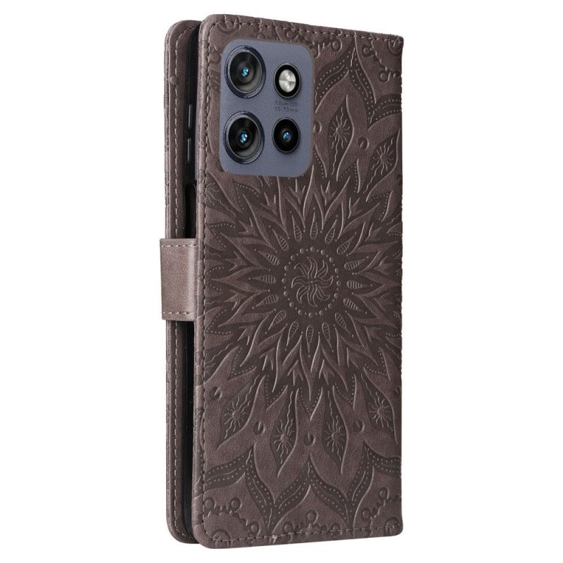 Kožený Kryt Motorola Edge 50 Neo Slunečnicový Vzor