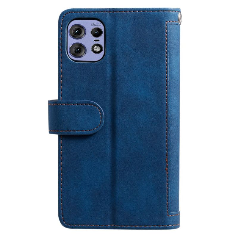 Kožený Kryt Motorola Edge 50 Pro 9 Držáků Na Karty A Kapsa Na Zip