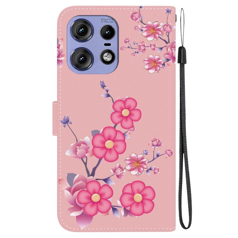 Kožený Kryt Motorola Edge 50 Pro Sakura S Popruhem