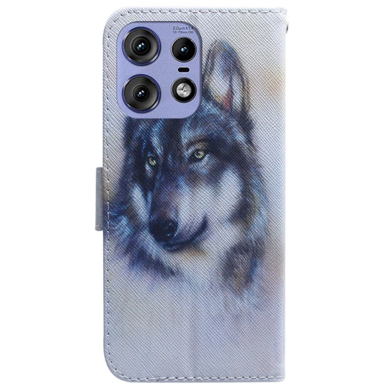 Kožený Kryt Motorola Edge 50 Pro Vlčí Akvarel
