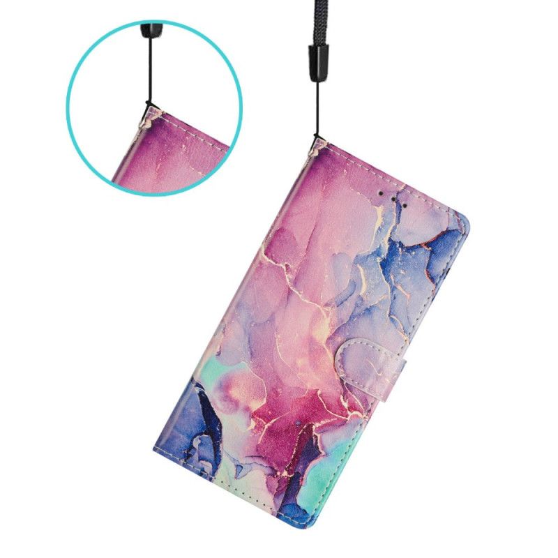 Kožený Kryt Na Google Pixel 10a Růžový A Zelený Mramor