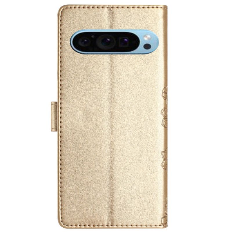 Kožený Kryt Na Google Pixel 9 Vzor Motýlů A Květin