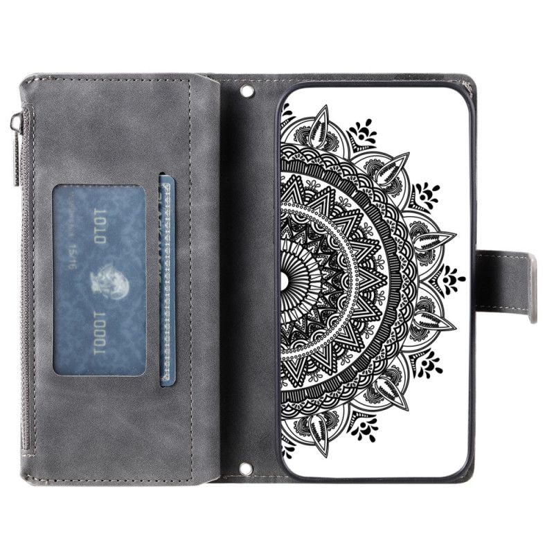 Kožený Kryt Na Motorola Edge 50 Fusion Peněženka Mandala Flower Suede Effect
