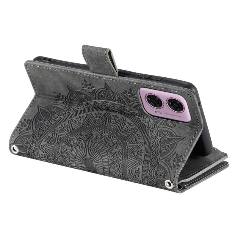 Kožený Kryt Na Motorola Edge 50 Fusion Peněženka Mandala Flower Suede Effect