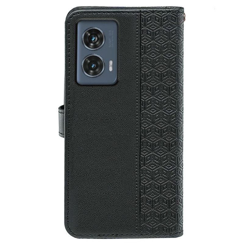 Kožený Kryt Na Motorola Edge 50 Fusion Vlys S Krychlovým Vzorem