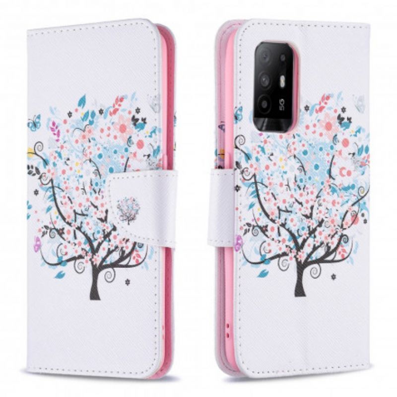 Kožený Kryt Na Oppo A94 5g Rozkvetlý Strom
