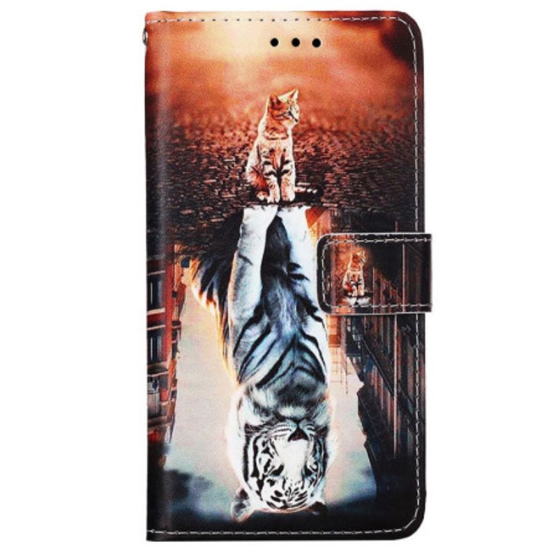 Kožený Kryt Na Oppo Reno 11 Pro 5g Sen O Kotěti S Popruhem
